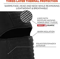 Ergodyne N-Ferno 6955 Insulated Balaclava Face Mask, 3-Layer, Black, One Size