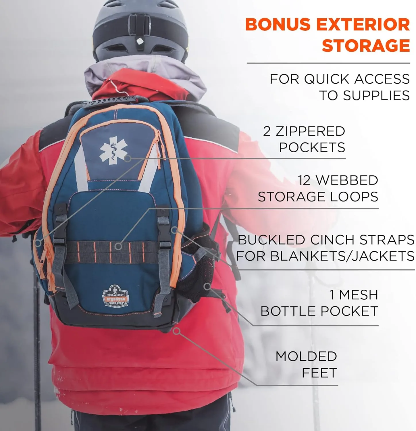 Ergodyne Arsenal 5244 Medic First Responder Trauma Backpack Jump Bag for EMS, Police, Firefighters, Blue Ems Bag