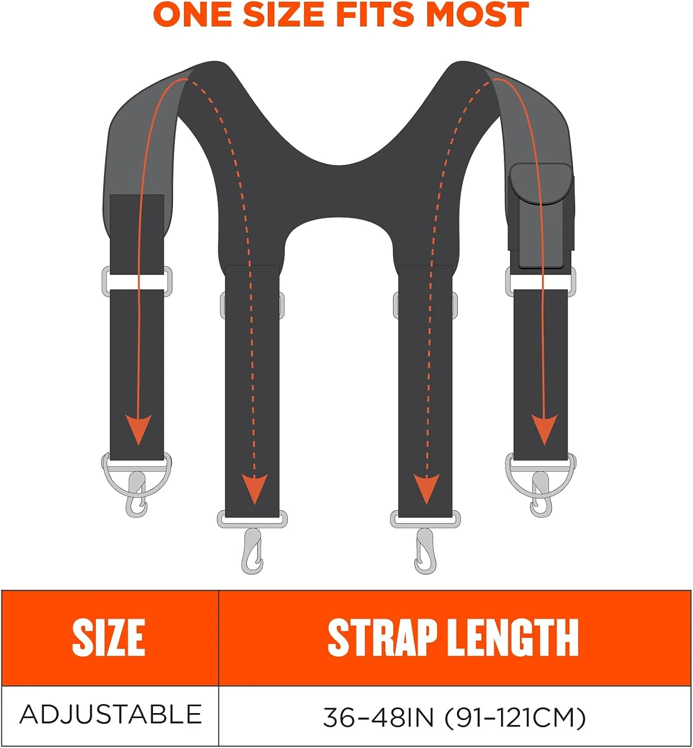 Ergodyne Arsenal 5560 Tool Belt Suspenders, Padded Shoulders, Adjustable , 36"-48"