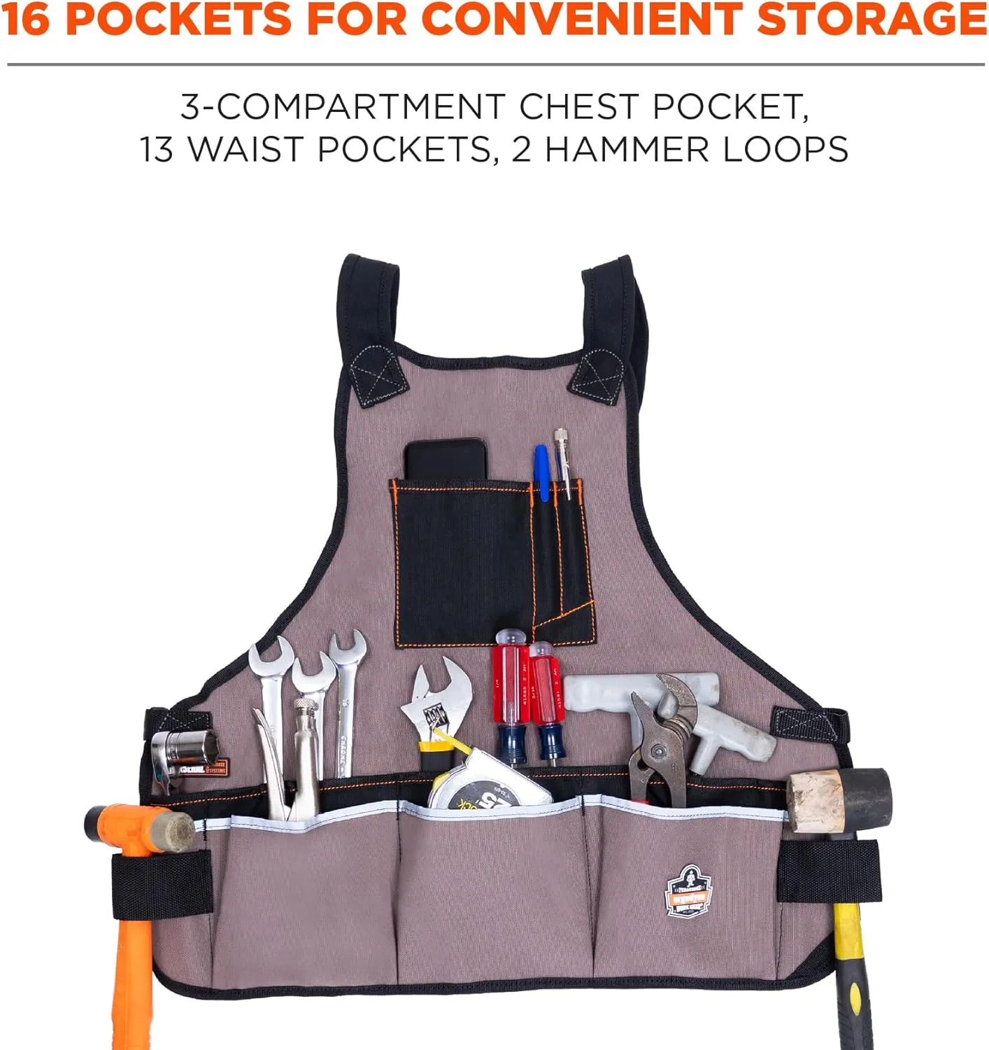 Ergodyne Arsenal 5700 Torso Length Work Tool Apron, 16-Pockets, Gray