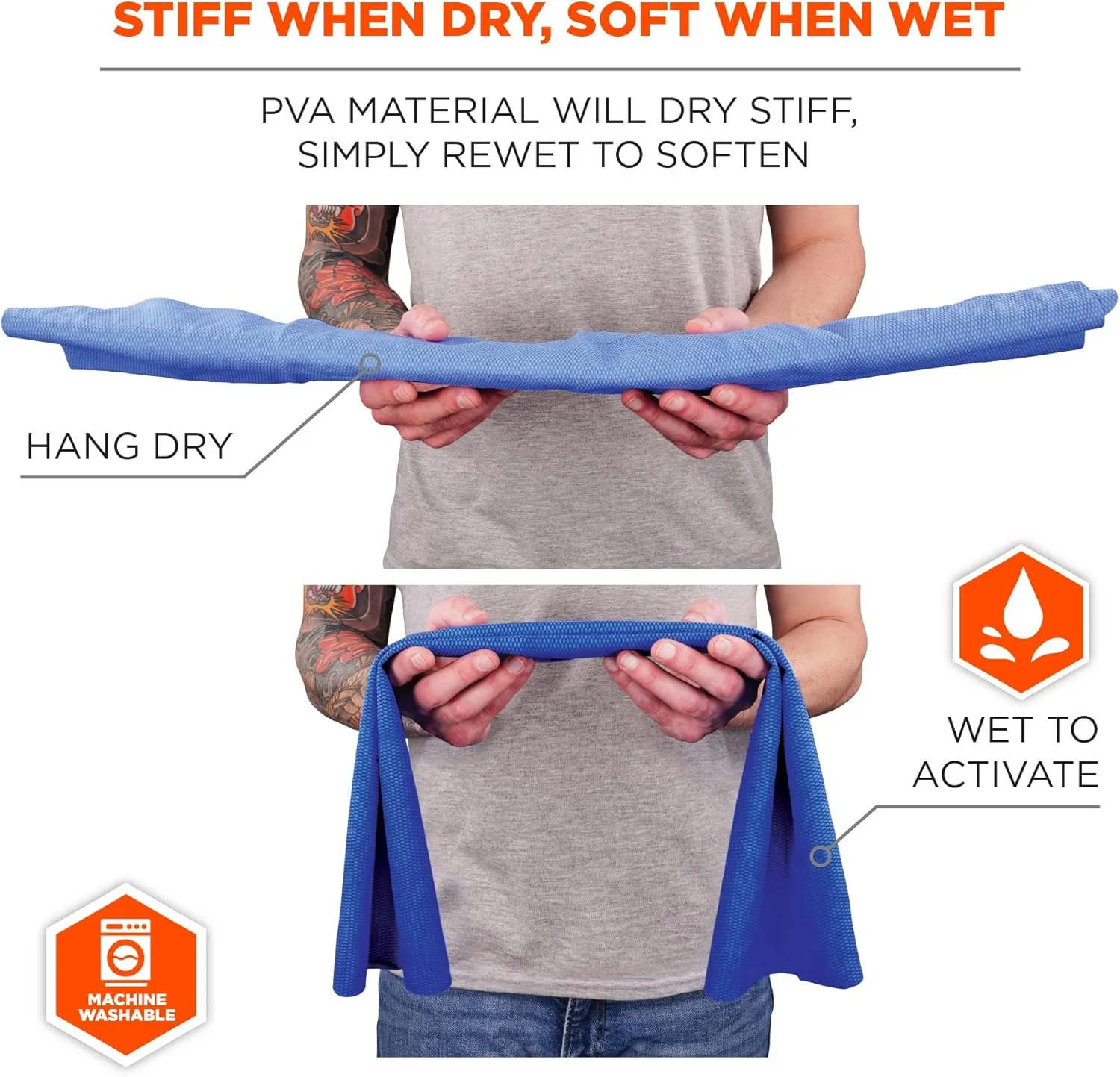 Ergodyne Chill Its 6603 Cooling Neck Wrap, Long Lasting Cooling Relief, Blue 4 in x 29-1/2 in 1-Pack Neck Wrap