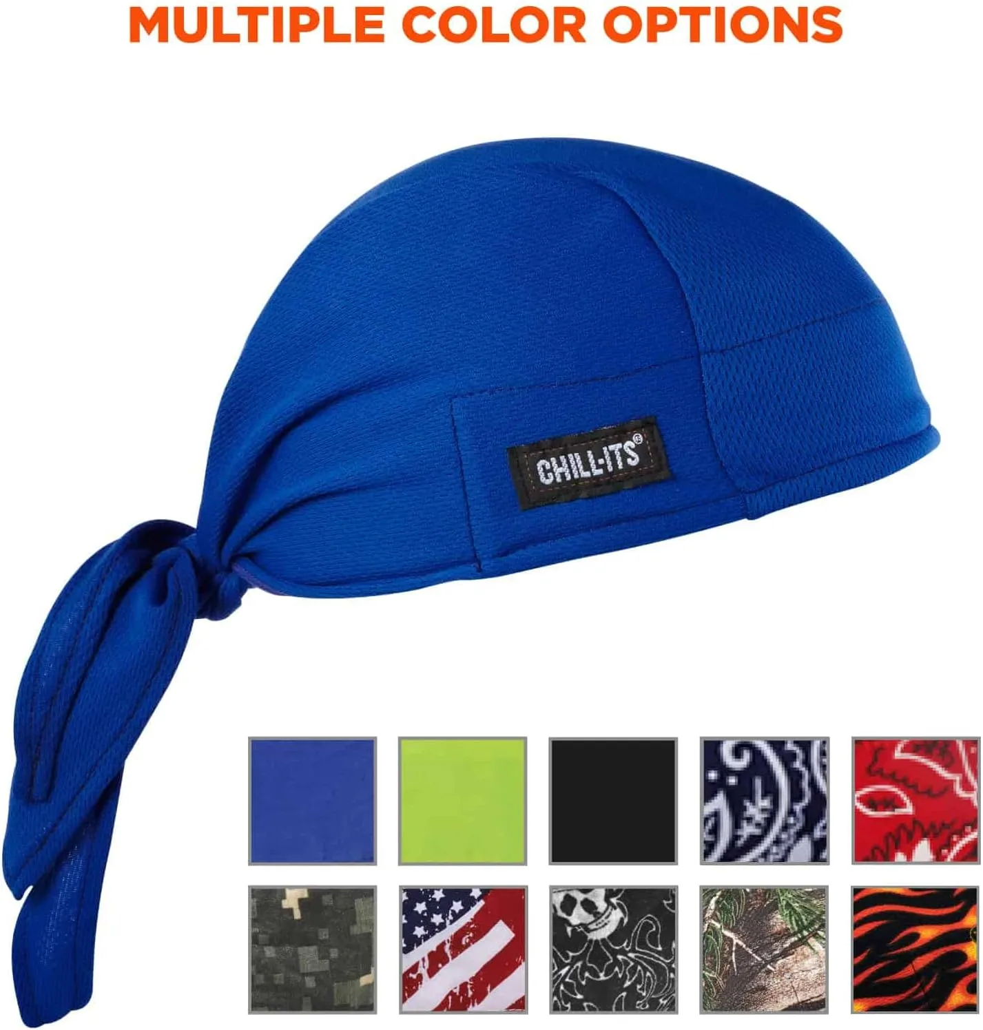 ERGODYNE Chill-Its 6615 High-Performance Bandana Doo Rag with Terry Cloth Sweatband