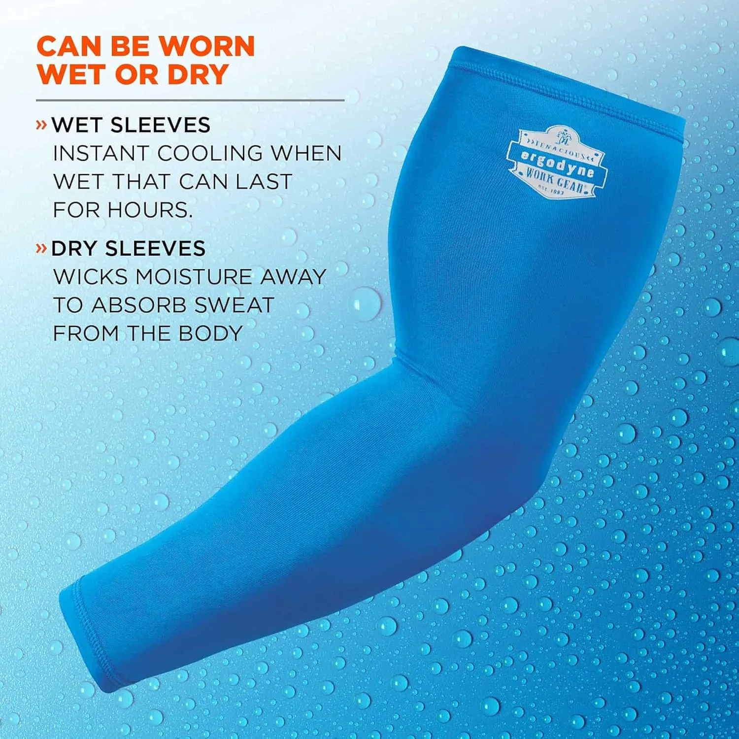 ERGODYNE Chill-Its 6690 Cooling Arm Sleeves, UPF 50+ Sun Protection