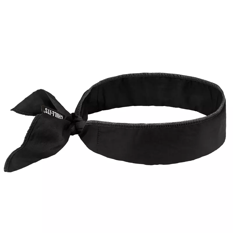 Ergodyne Chill-Its 6702 Evaporative Cooling Bandanas, Black, Pack Of 12 Bandanas