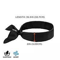 Ergodyne Chill-Its 6702 Evaporative Cooling Bandanas, Black, Pack Of 12 Bandanas