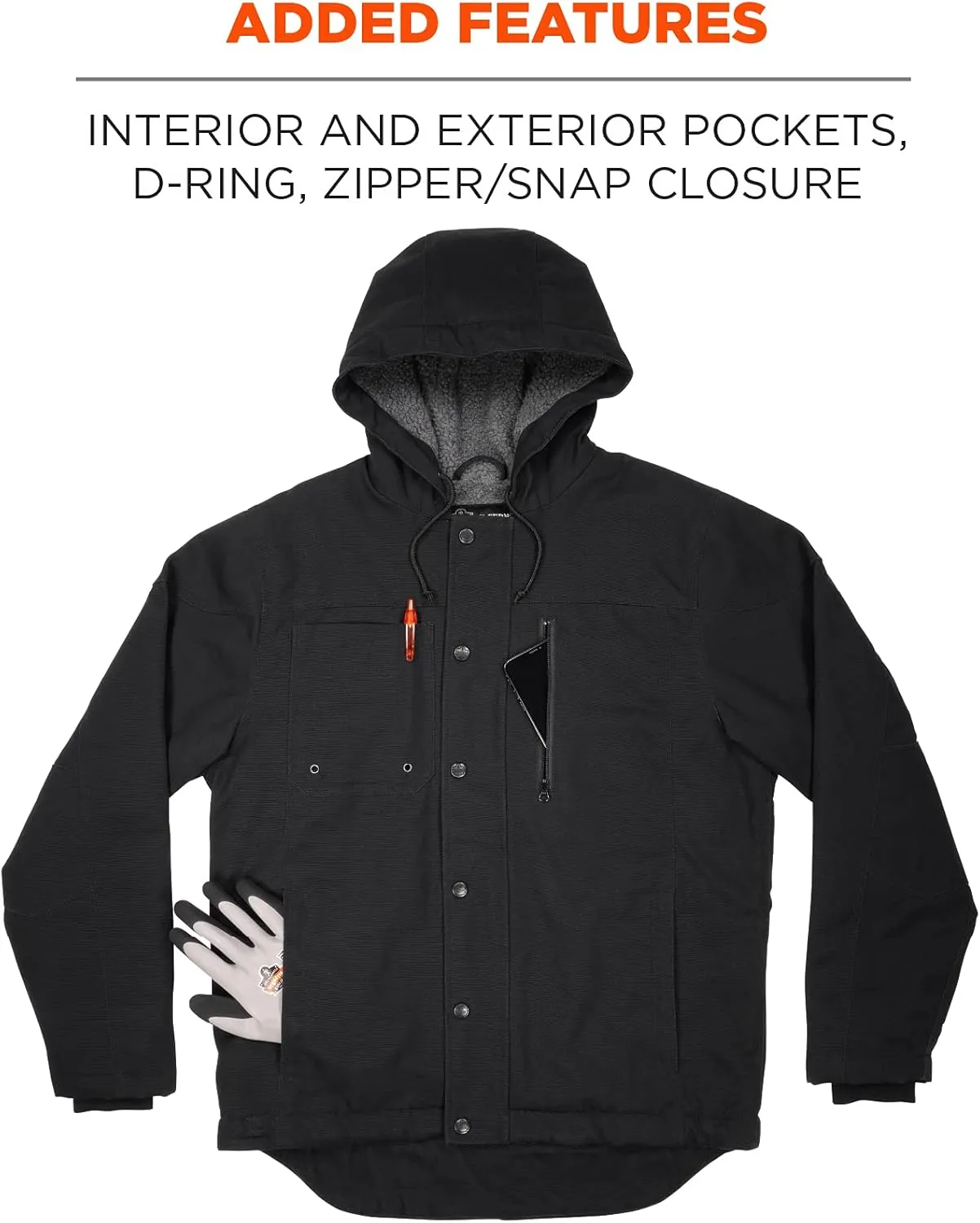 Ergodyne N-Ferno 6468 Heavy-Duck Canvas Work Jacket, Sherpa Lined