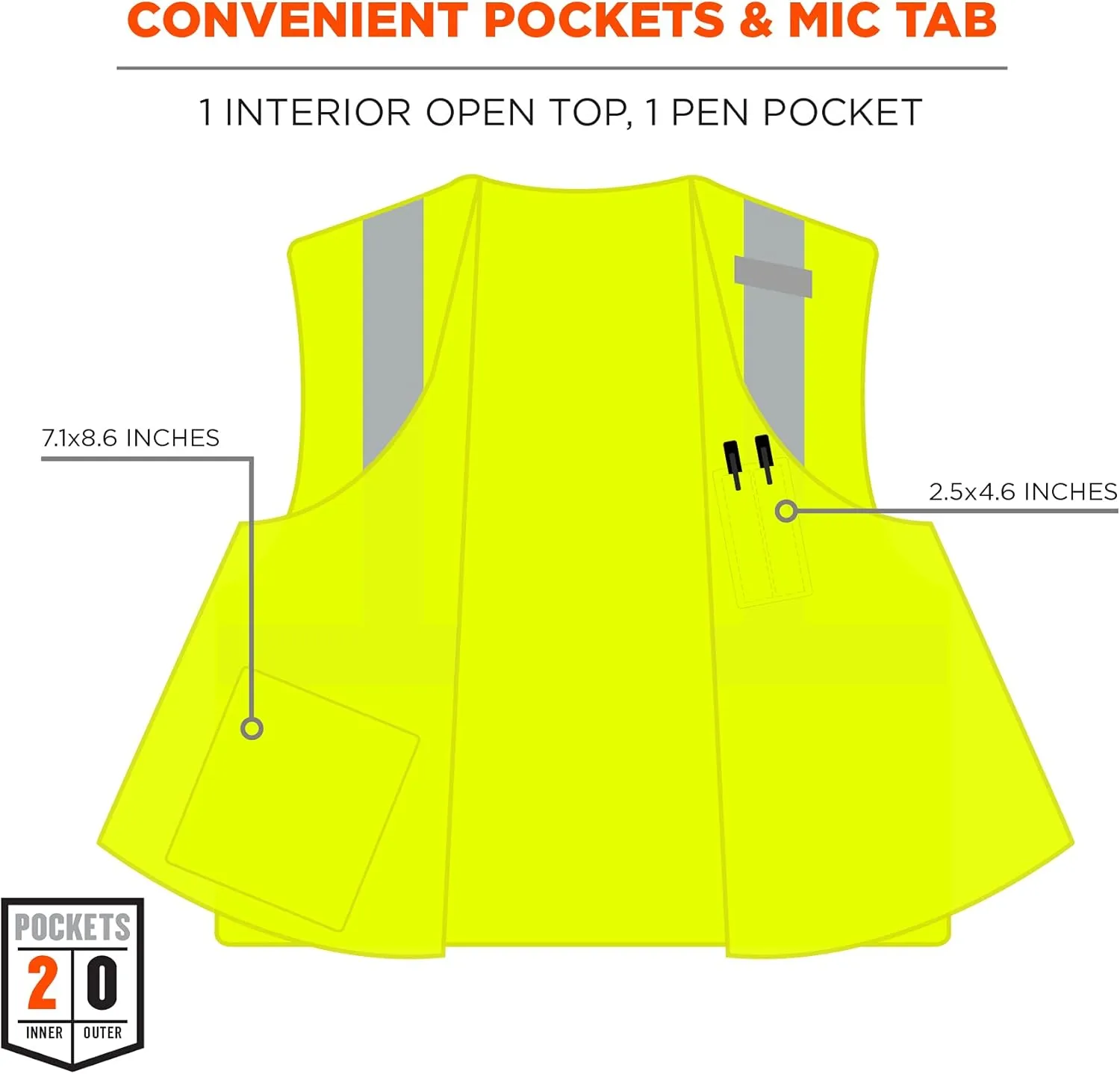 ERGODYNE GloWear 8263FRHL Hi-Vis Flame Resistant Safety Vest - Type R Class 2