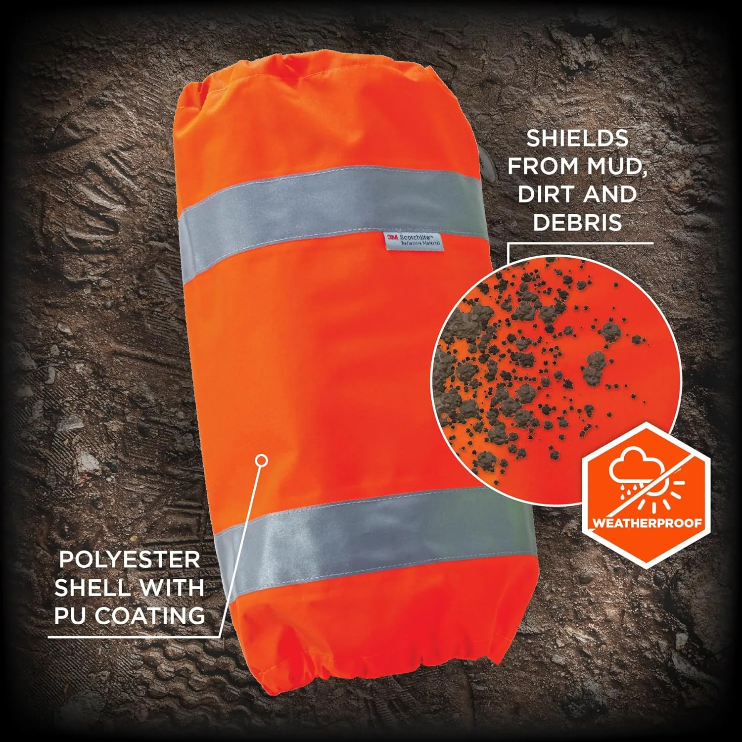 Ergodyne GloWear 8008 High Visibility Reflective Leg Gaiters, Orange,2