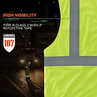 Ergodyne GloWear 8210HL Mesh Hi-Vis Safety Vest, Type R Class 2, Lime, X-Small