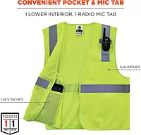 Ergodyne GloWear 8210HL Mesh Hi-Vis Safety Vest, Type R Class 2, Lime, X-Small