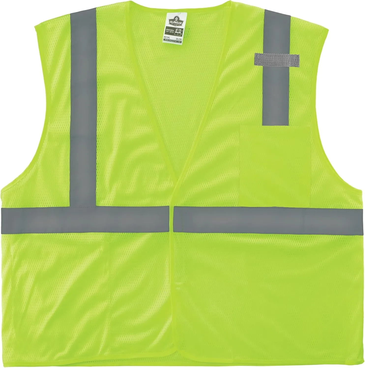 Ergodyne GloWear 8210HL Mesh Hi-Vis Safety Vest, Type R Class 2, Lime, X-Small