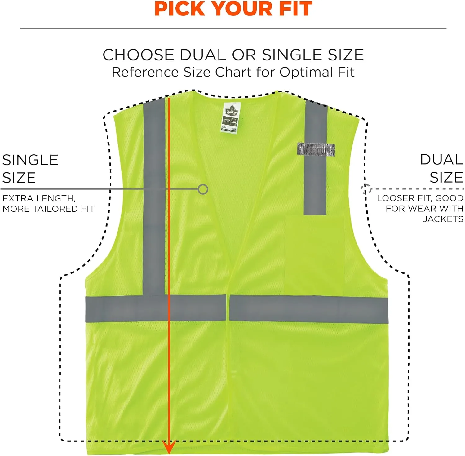 Ergodyne GloWear 8210HL Mesh Hi-Vis Safety Vest, Type R Class 2, Lime, X-Small