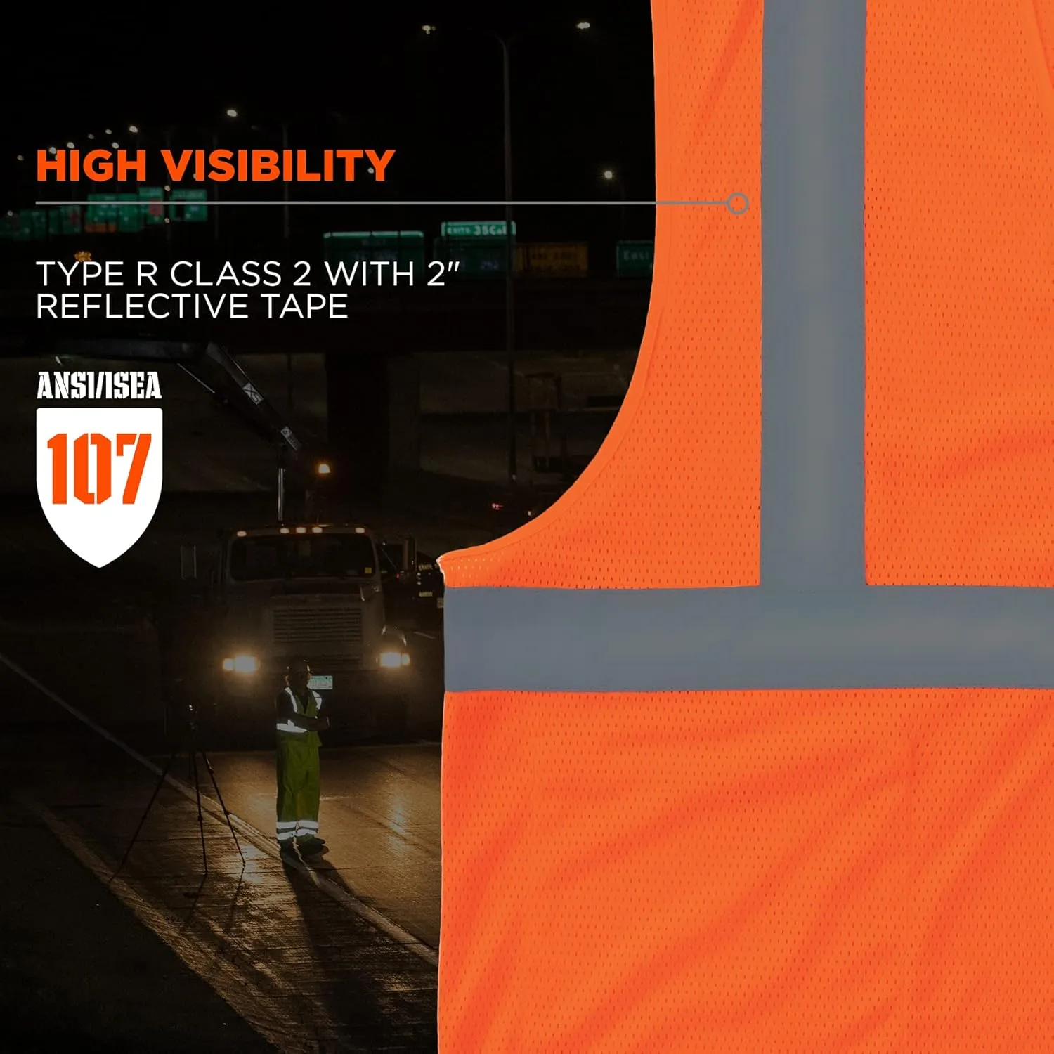 Ergodyne GloWear 8210HL Reflective Safety Vest, High Visibility Mesh, Interior and Exterior Pocket, Class 2, Type R