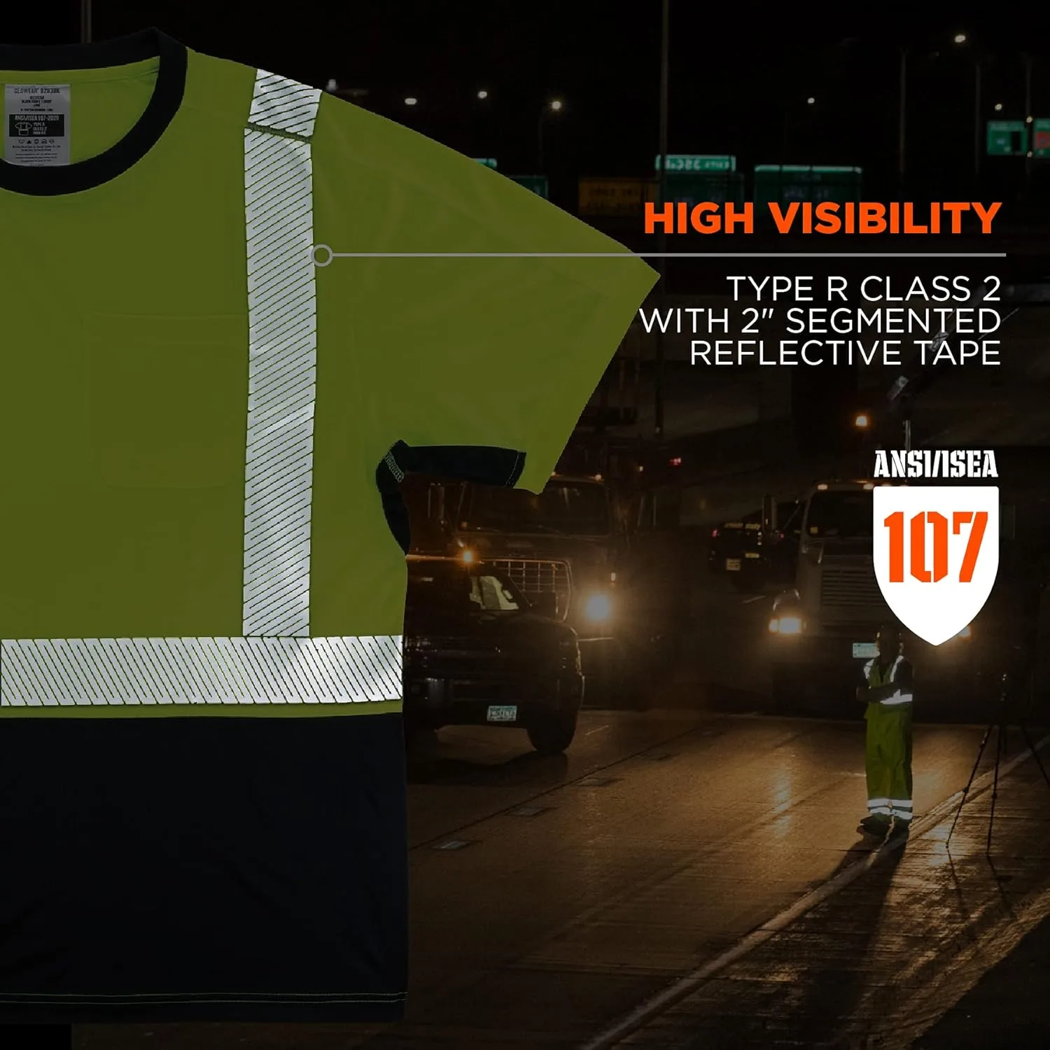 ERGODYNE GloWear 8283BK Lightweight Hi-Vis T-Shirt