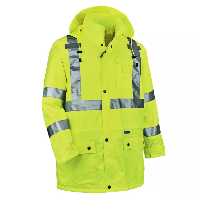 Ergodyne GloWear 8365 Rain Jacket, High Visibility, Reflective, ANSI Compliant outerwear Lime, X-Large