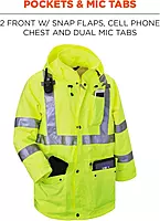 Ergodyne GloWear 8365 Rain Jacket, High Visibility, Reflective, ANSI Compliant outerwear Lime, X-Large