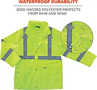 Ergodyne GloWear 8365 Rain Jacket, High Visibility, Reflective, ANSI Compliant outerwear Lime, X-Large