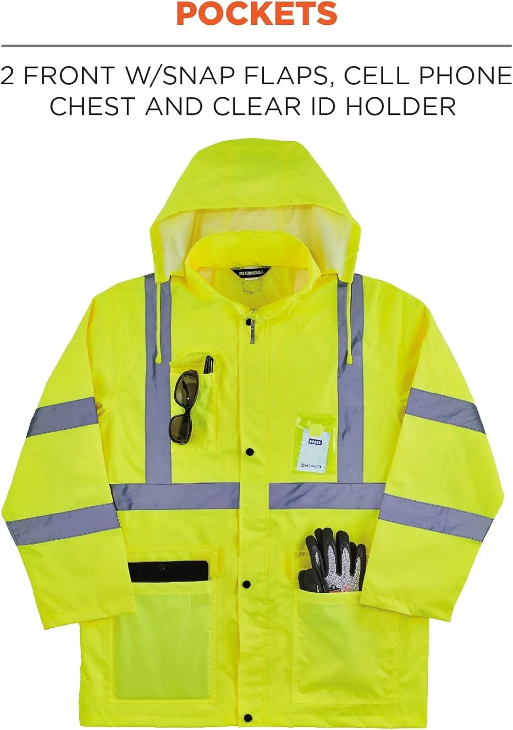 Ergodyne GloWear 8366 Lightweight Type R Class 3 High-Visibility Rain Jacket