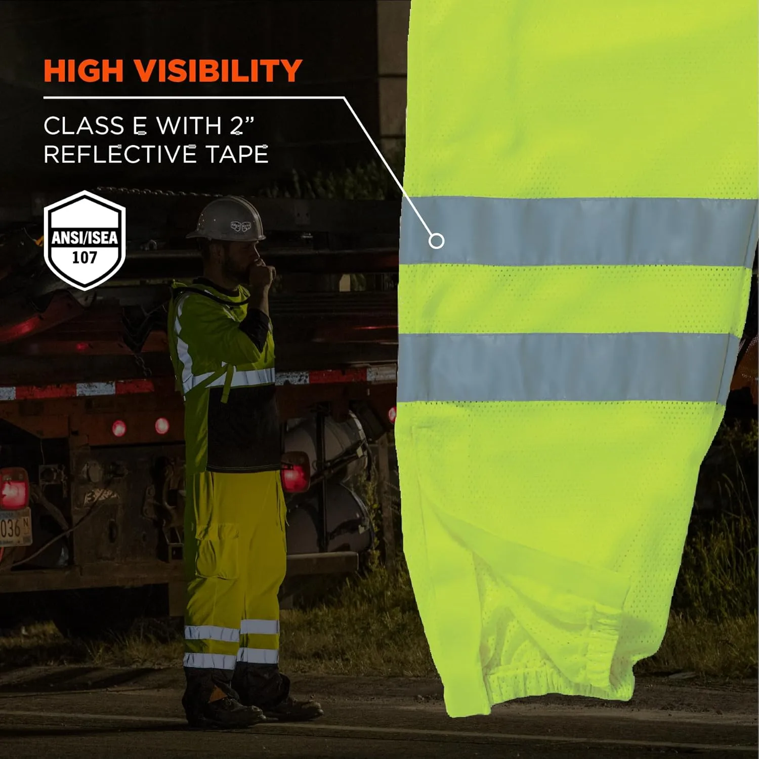 Ergodyne GloWear 8910 Class E ANSI High-Visibility Lime Reflective Safety Pants