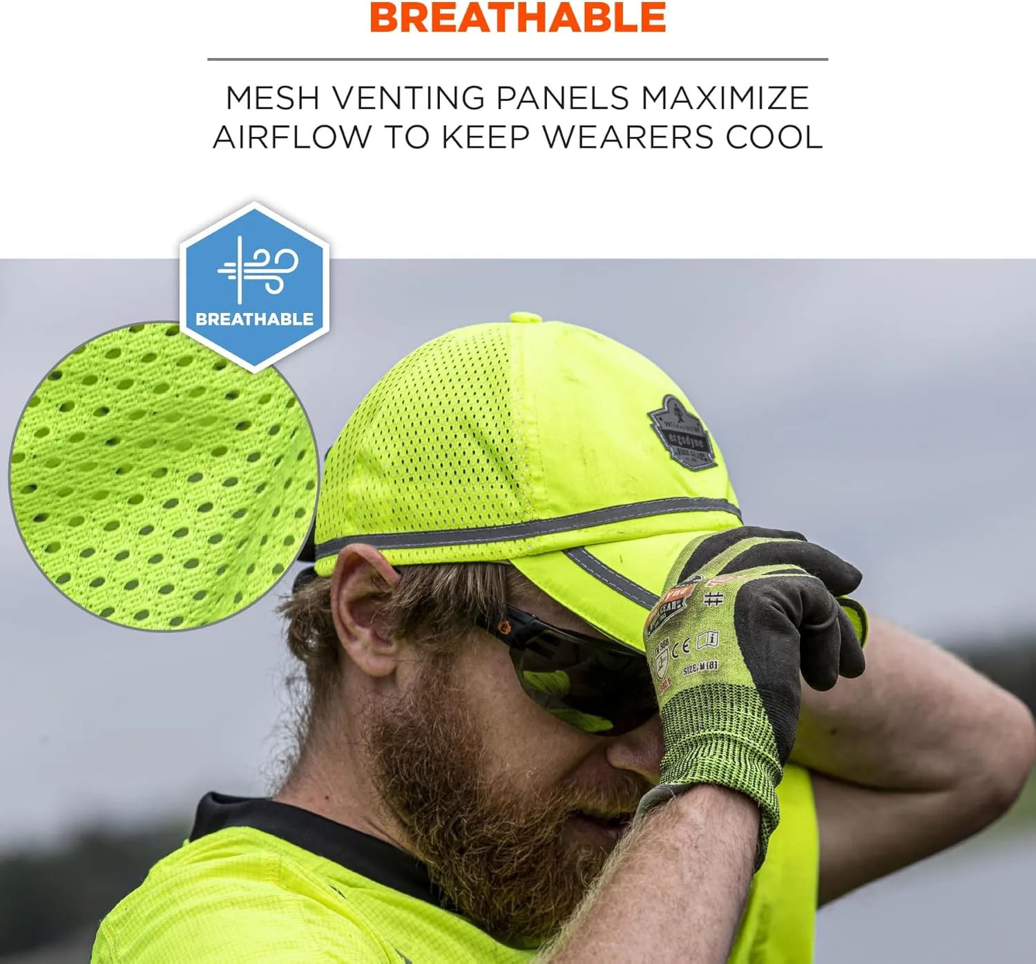 Ergodyne GloWear 8930 Class 2 Hi-Vis Baseball Cap, Lime