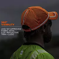 Ergodyne GloWear 8930 High Vis Baseball Hat, Breathable Mesh Paneling, Reflective Trim for Enhanced Visibility,Orange