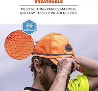 Ergodyne GloWear 8930 High Vis Baseball Hat, Breathable Mesh Paneling, Reflective Trim for Enhanced Visibility,Orange