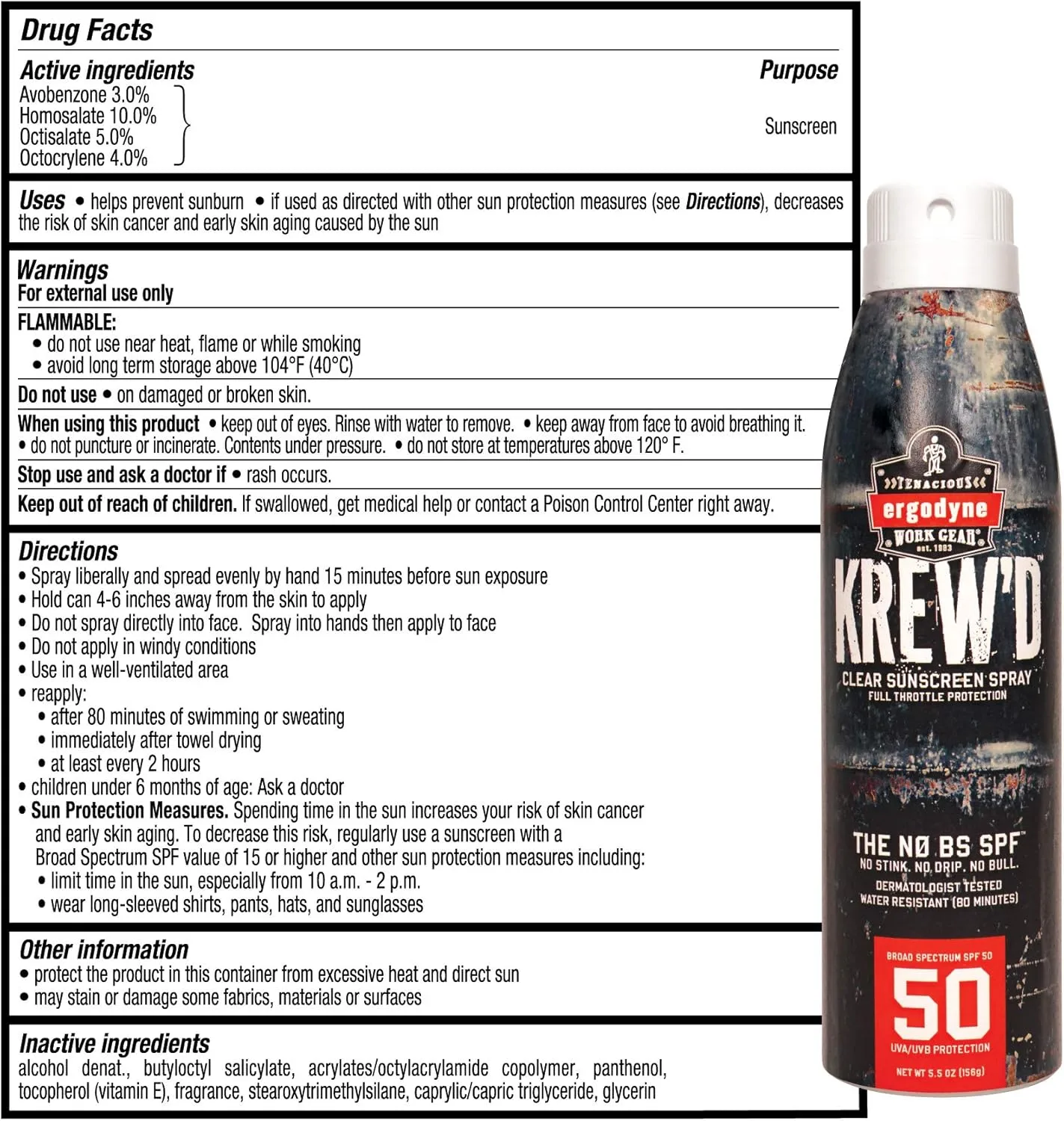 ERGODYNE KREW'D 6353 SPF 50 Sunscreen Spray