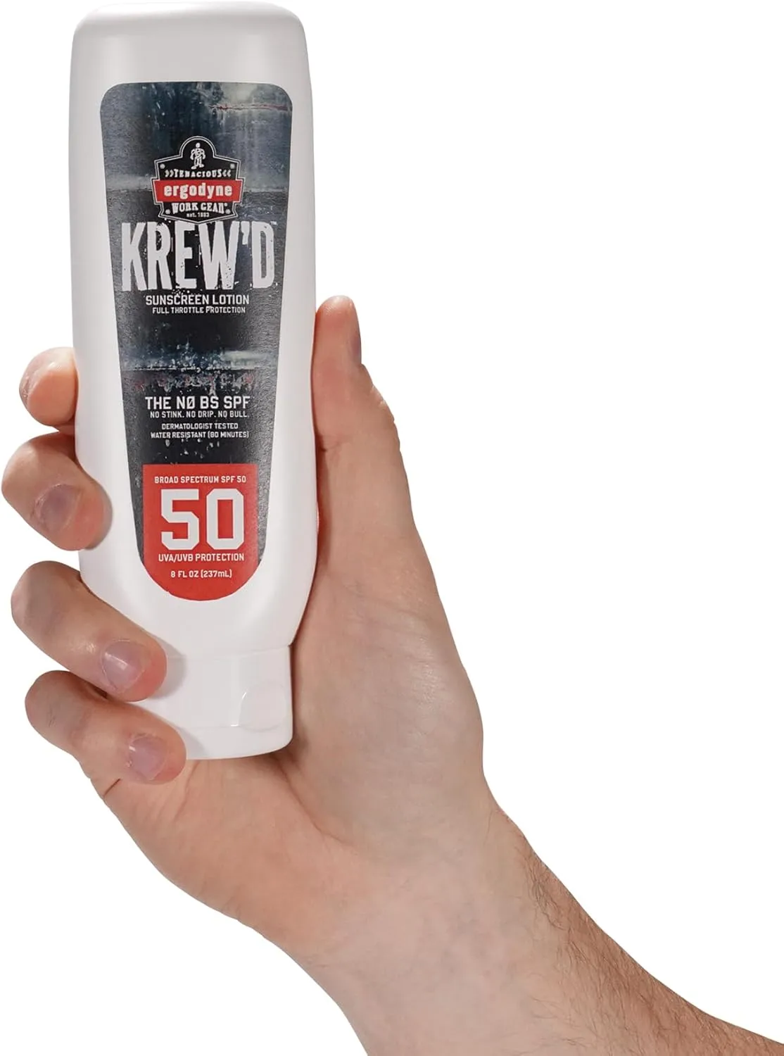 Ergodyne KREW'D SPF 50 Sunscreen Lotion, Broad Spectrum, Water-Resistant