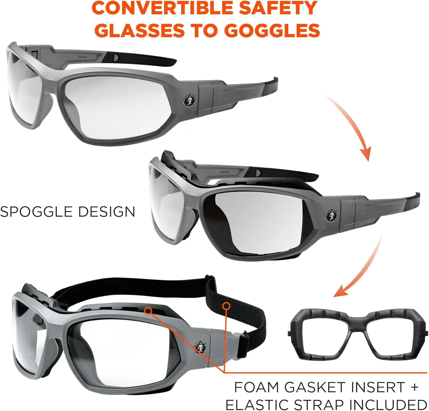 Ergodyne Skullerz Loki Convertible Anti-Fog Safety Glasses