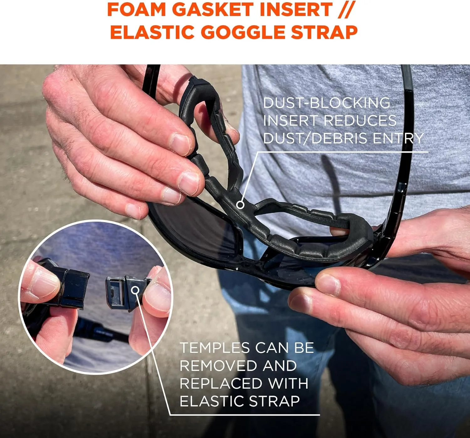 Ergodyne Skullerz LOKI Convertible Polarized Safety Spoggles- Includes Foam Gasket and Strap to Convert to Goggle Polarized