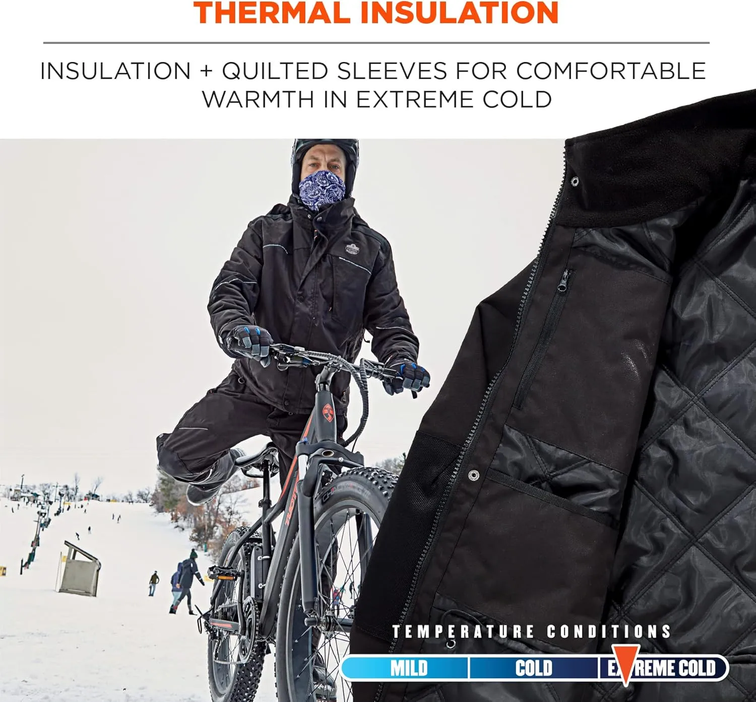 ERGODYNE N-FERNO 6467 Winter Work Jacket, Workwear Outerwear, Thermal Insulation, Removable Hood