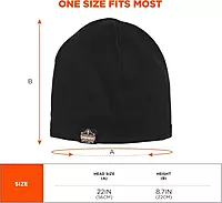 Ergodyne Standard Winter Skull Cap Helmet Liner, Black, One Size