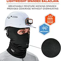 Ergodyne N-Ferno 6832 Spandex Balaclava Face Masks, One Size, Black, Pack Of 12 Masks