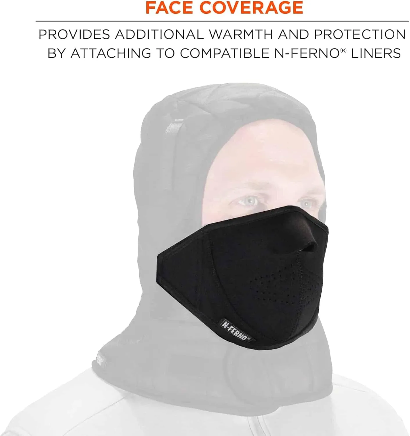 Detachable Neoprene Mouthpiece for Winter Liners, Ergodyne N-Ferno 6874,Black Mask