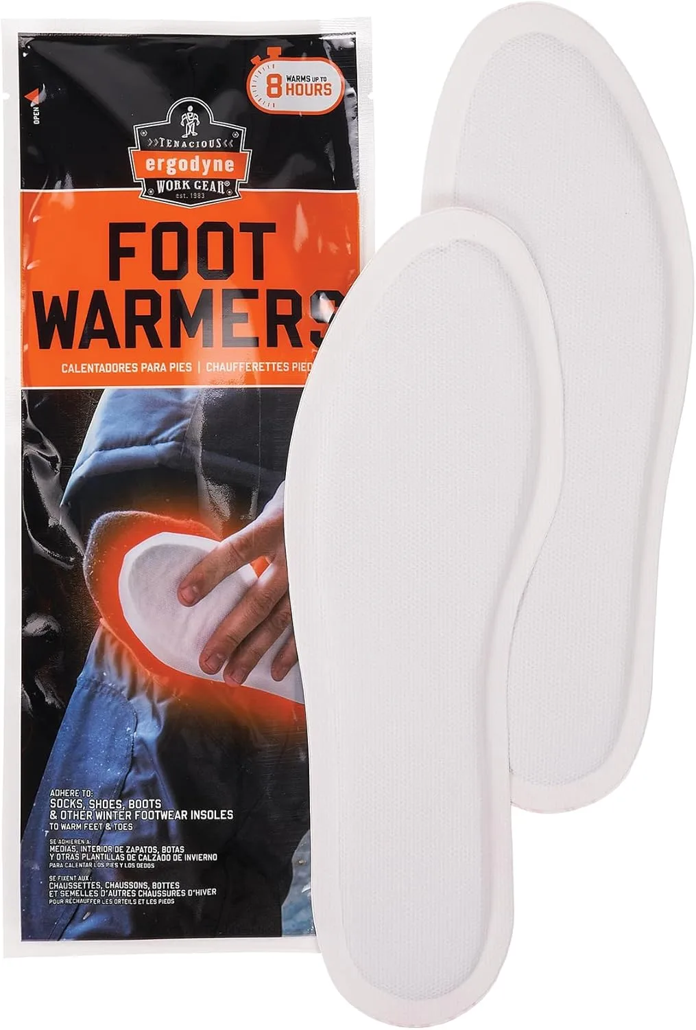 Ergodyne N-Ferno 6995 Foot Warming Packs, 3in x 10in, White, Case Of 20 Packs