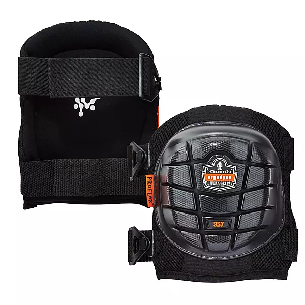 Ergodyne ProFlex 357 Professional Knee Pads, Protective Short Cap, Lightweight Gel Padded Technology, Adjustable Straps