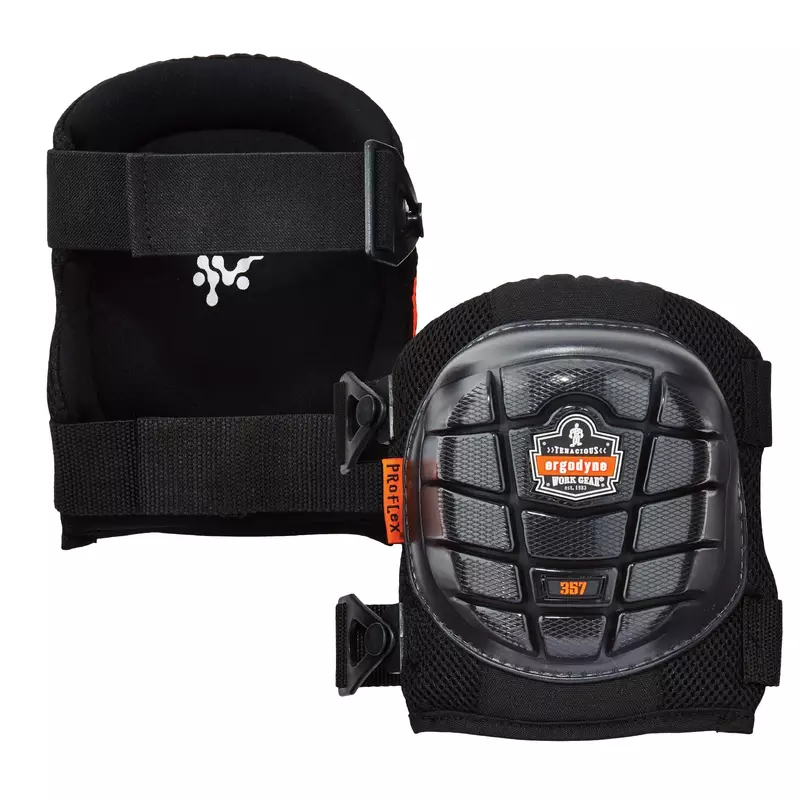 Ergodyne ProFlex 357 Professional Knee Pads, Protective Short Cap, Lightweight Gel Padded Technology, Adjustable Straps
