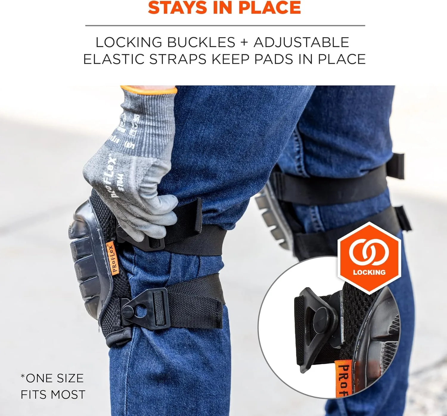 Ergodyne ProFlex 357 Professional Knee Pads, Protective Short Cap, Lightweight Gel Padded Technology, Adjustable Straps