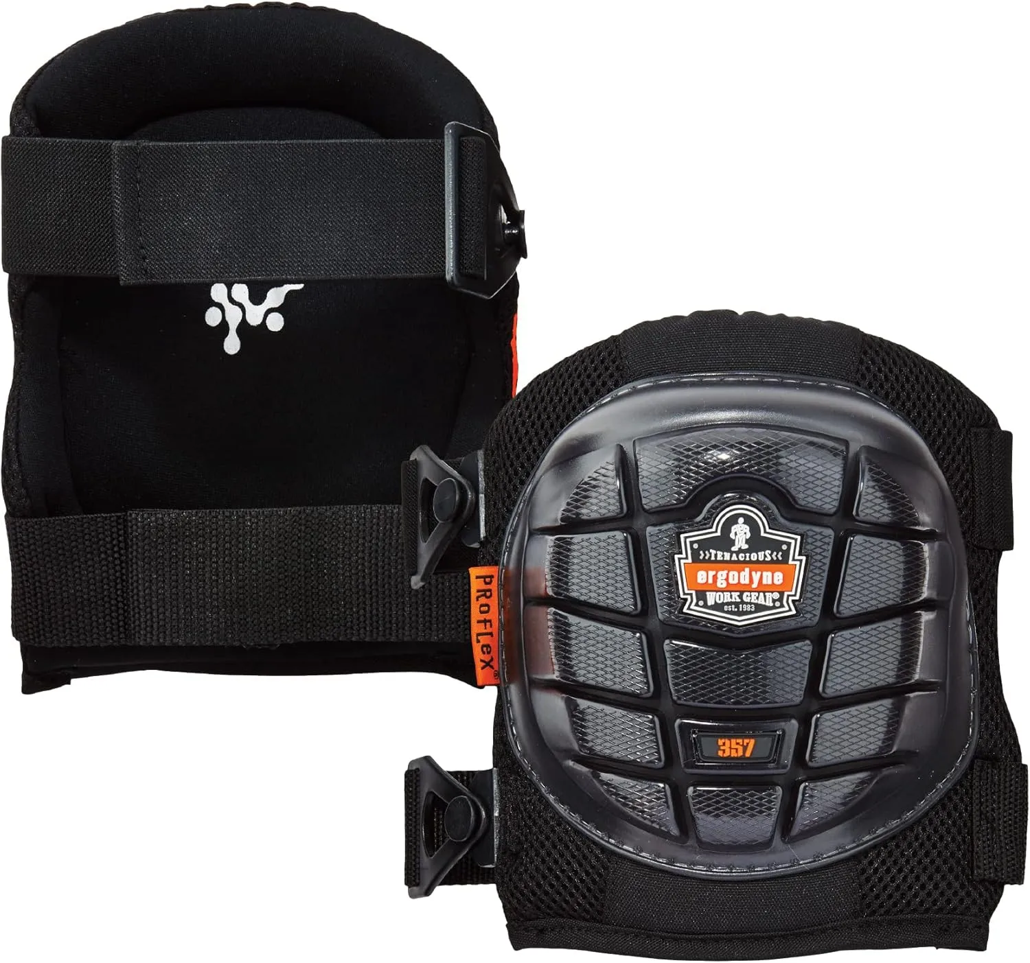 Ergodyne ProFlex 357 Professional Knee Pads, Protective Short Cap, Lightweight Gel Padded Technology, Adjustable Straps