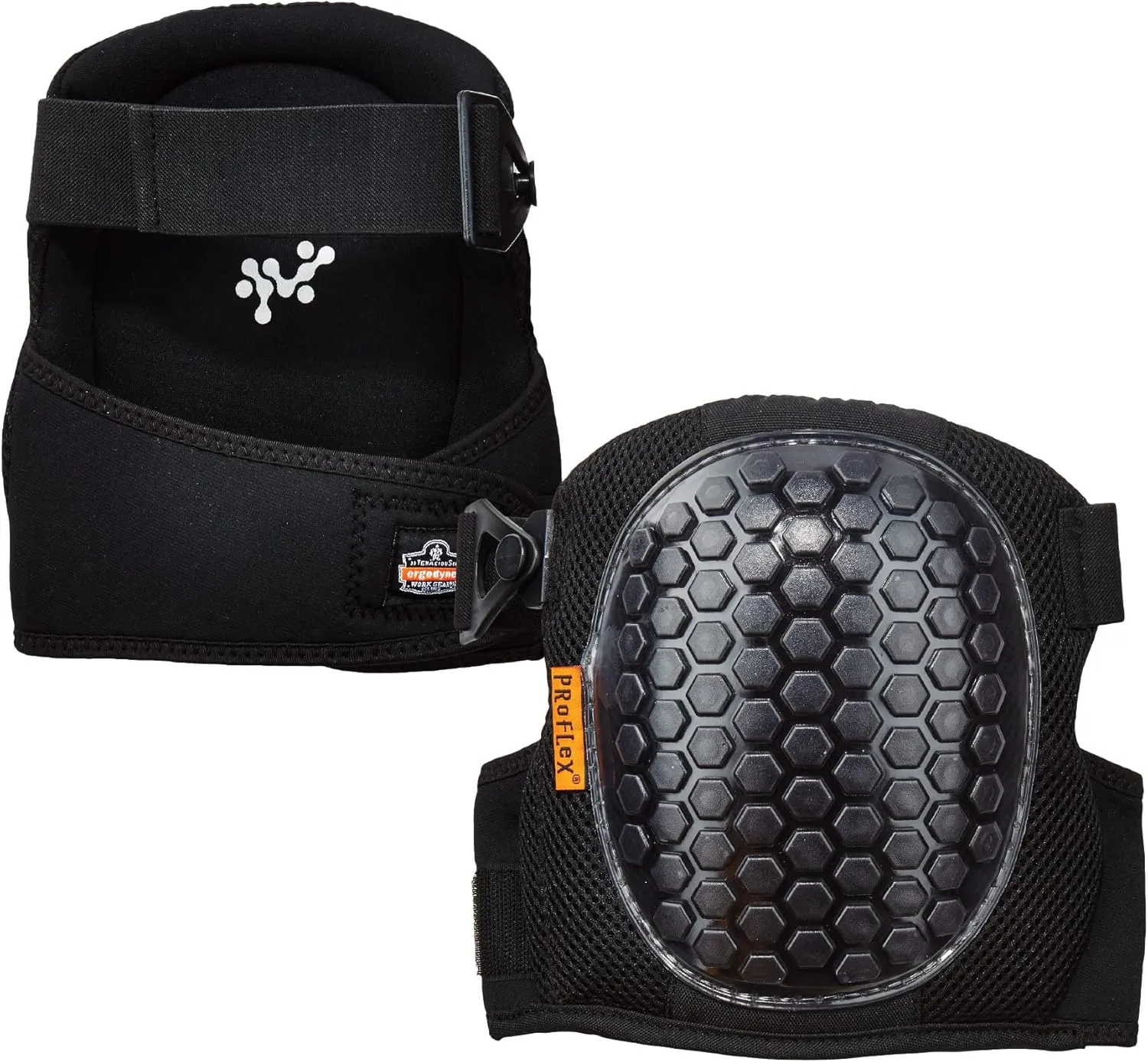 Ergodyne ProFlex 367 Professional Knee Pads, Protective Round Cap, Lightweight Gel Padded Technology, Adjustable Straps