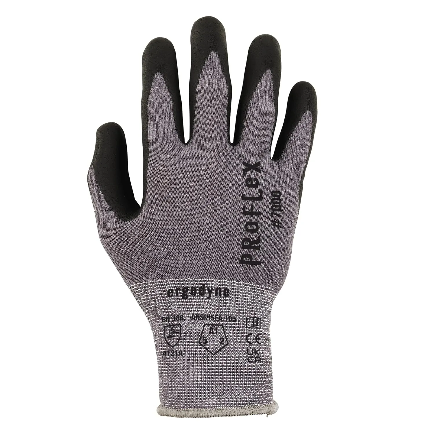 Ergodyne ProFlex 7000 Nitrile-Coated Gloves, Microfoam Palm, Gray, Medium, 12 Pairs