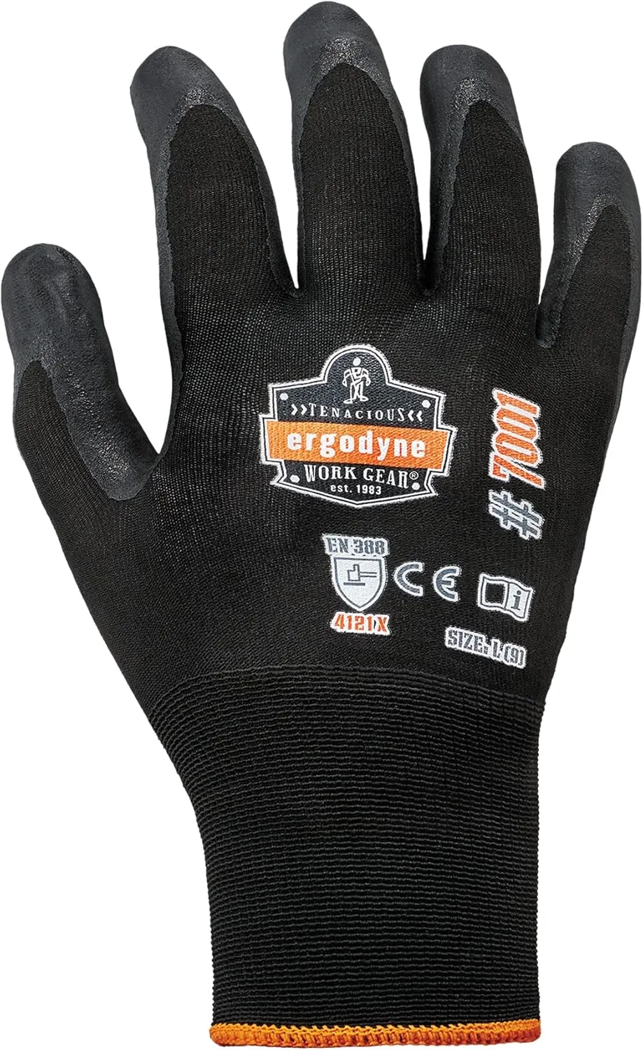 Nitrile Coated Work Gloves, High Dexterity, Ergodyne ProFlex 7001, Medium,Black Black 1 Count (Pack of 1)
