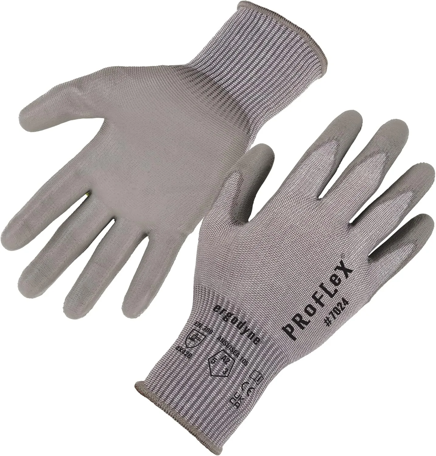 Ergodyne ProFlex 7024 Cut Resistant Work Gloves, ANSI A2, PU Coated Palms