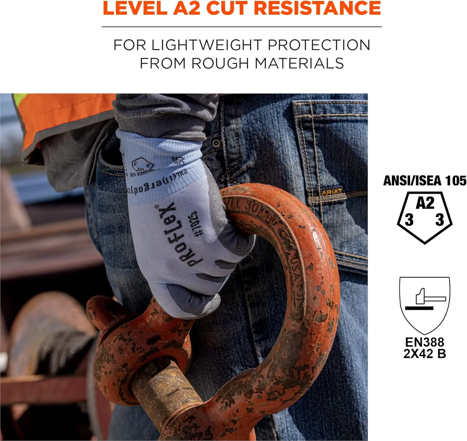 Ergodyne ProFlex 7025 Cut Resistant Work Gloves, PU Coated