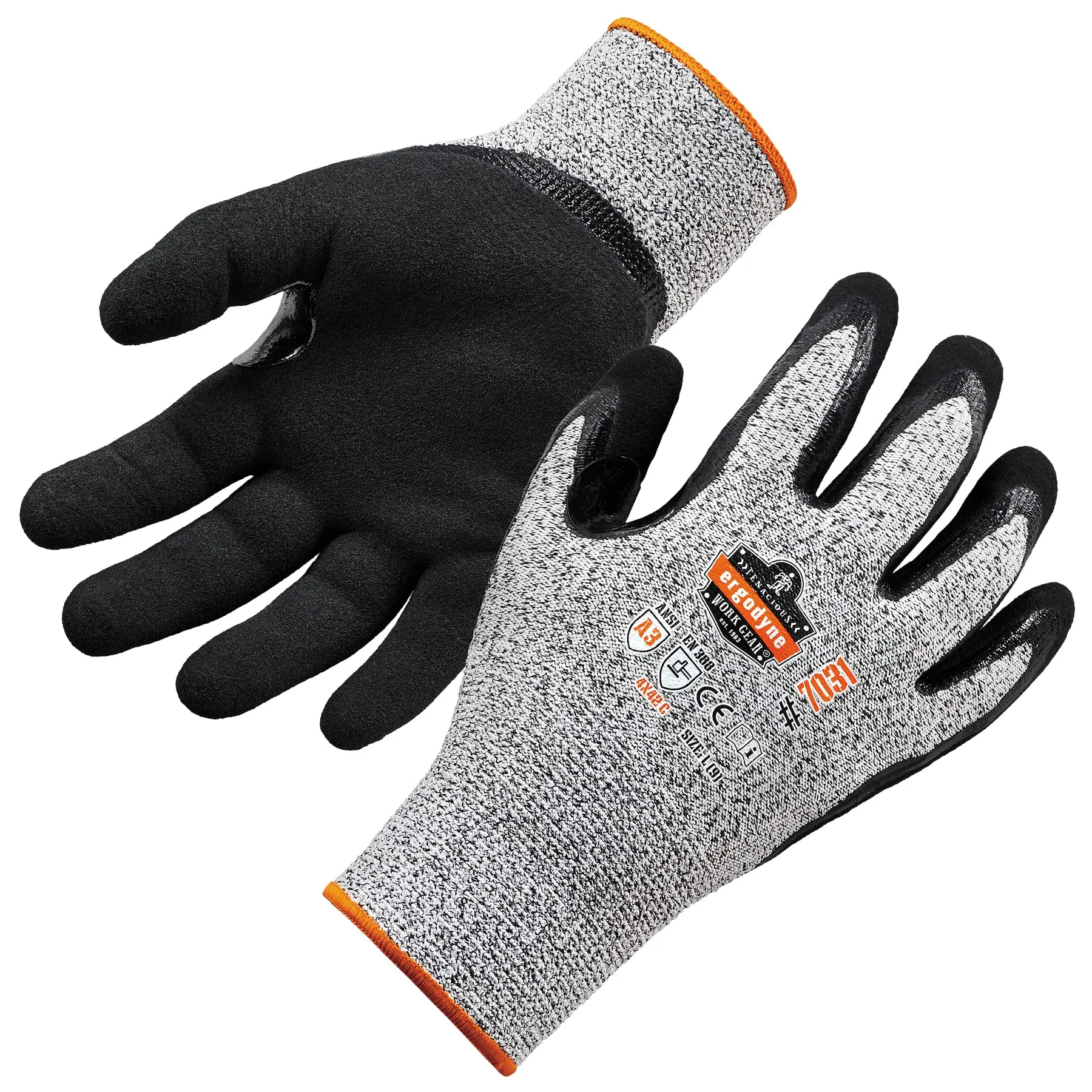 Ergodyne unisex adult Cut Resistant Work Gloves, A3, Surfaces, ANSI A3 Sandy Nitrile Coated Palms for Optimal Grip