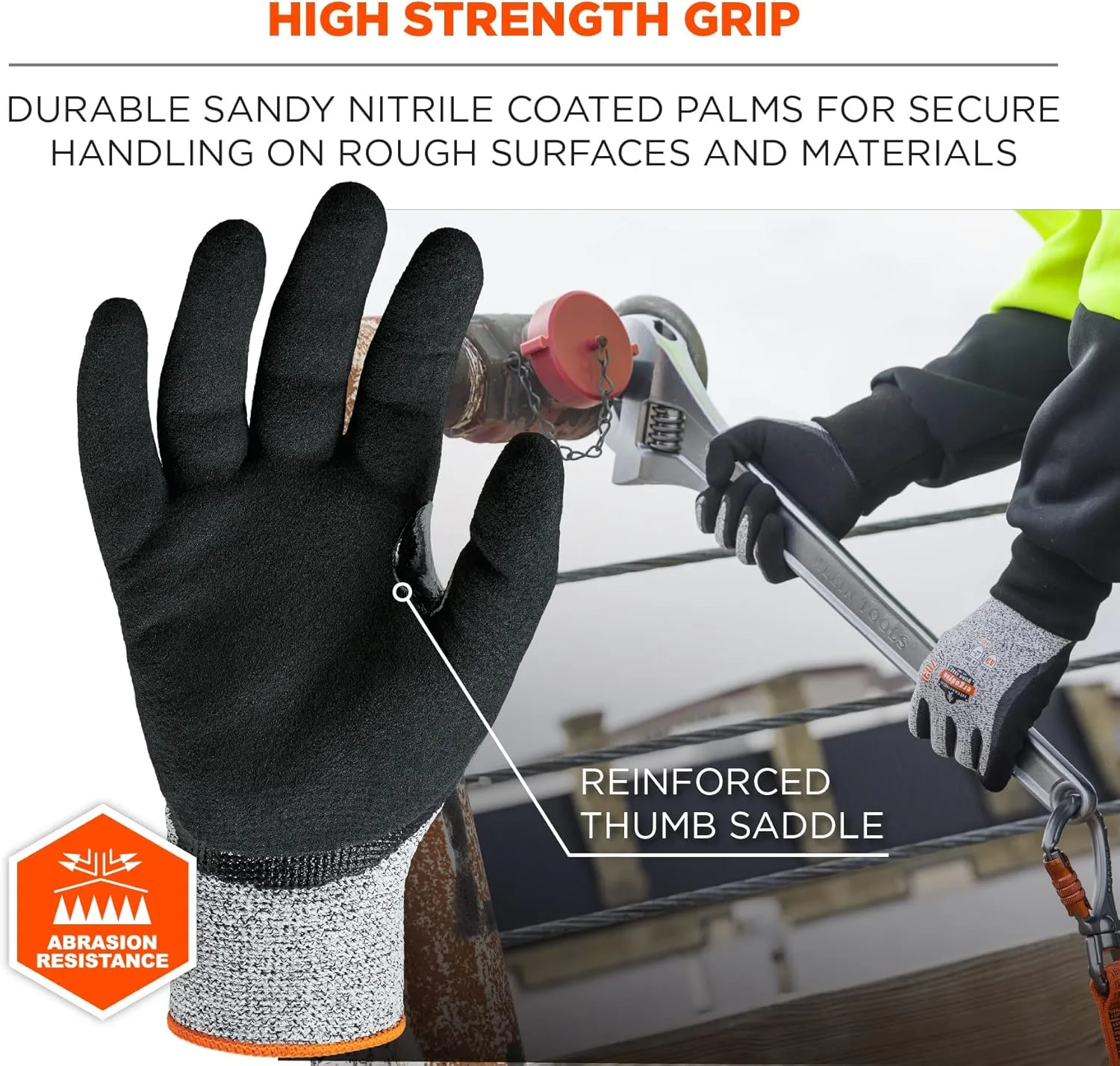 Ergodyne unisex adult Cut Resistant Work Gloves, A3, Surfaces, ANSI A3 Sandy Nitrile Coated Palms for Optimal Grip - of 1 US