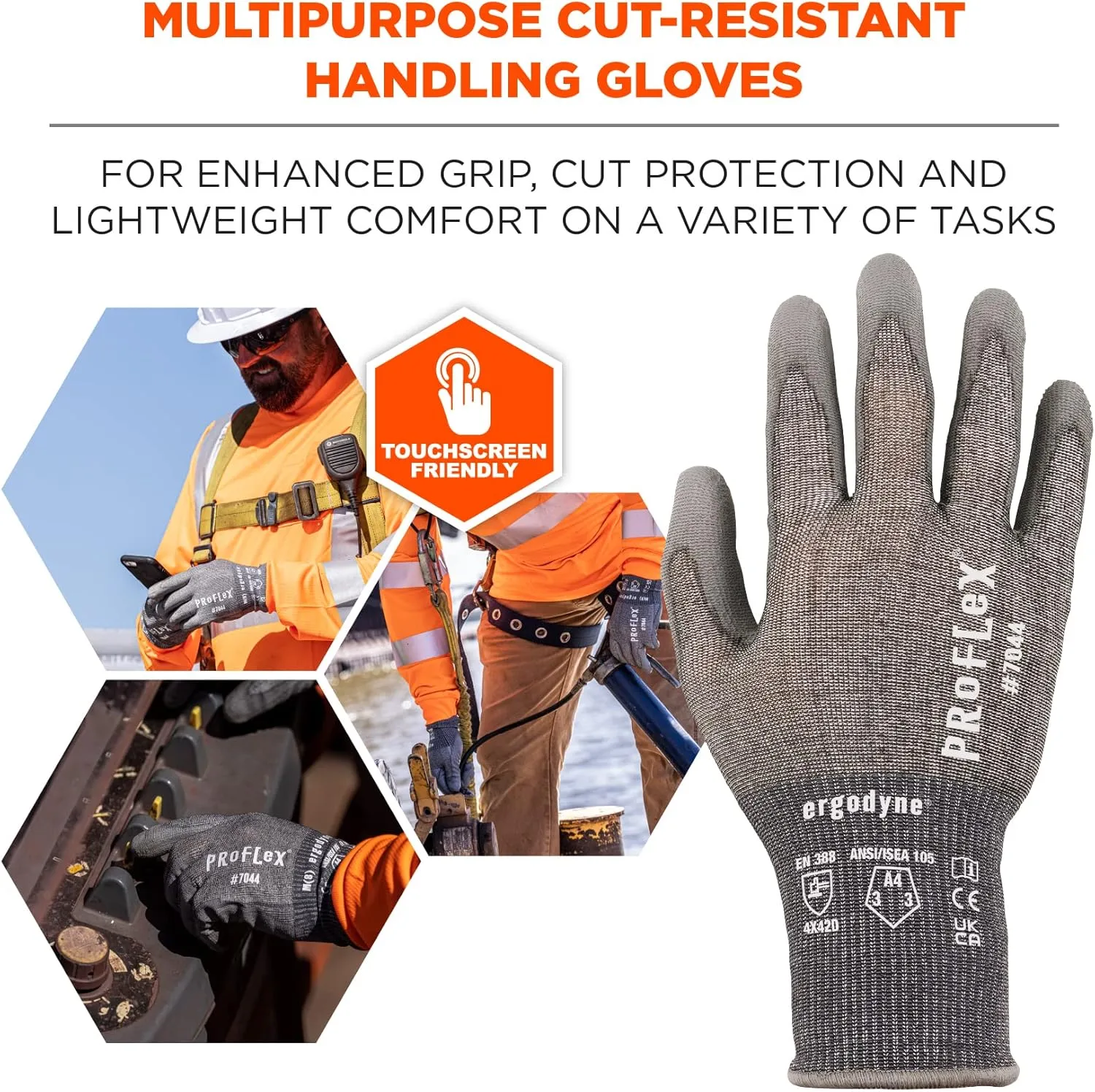 Ergodyne ProFlex 7044 PU-Coated Cut-Resistant Work Gloves