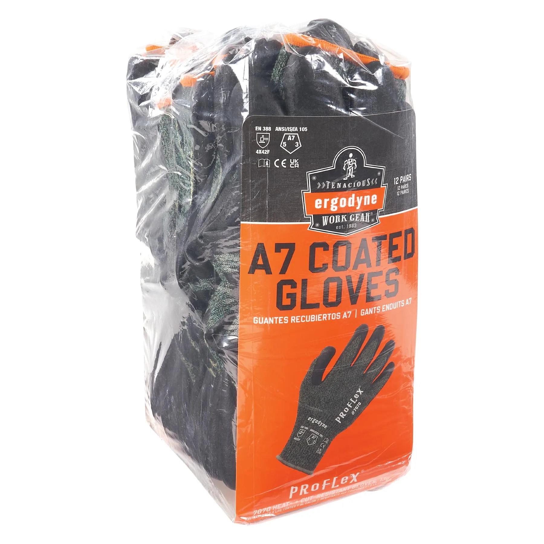 ERGODYNE ProFlex 7070 Cut Resistant Work Gloves, Sandy Nitrile Coated Palms, 13-Gauge Aramid
