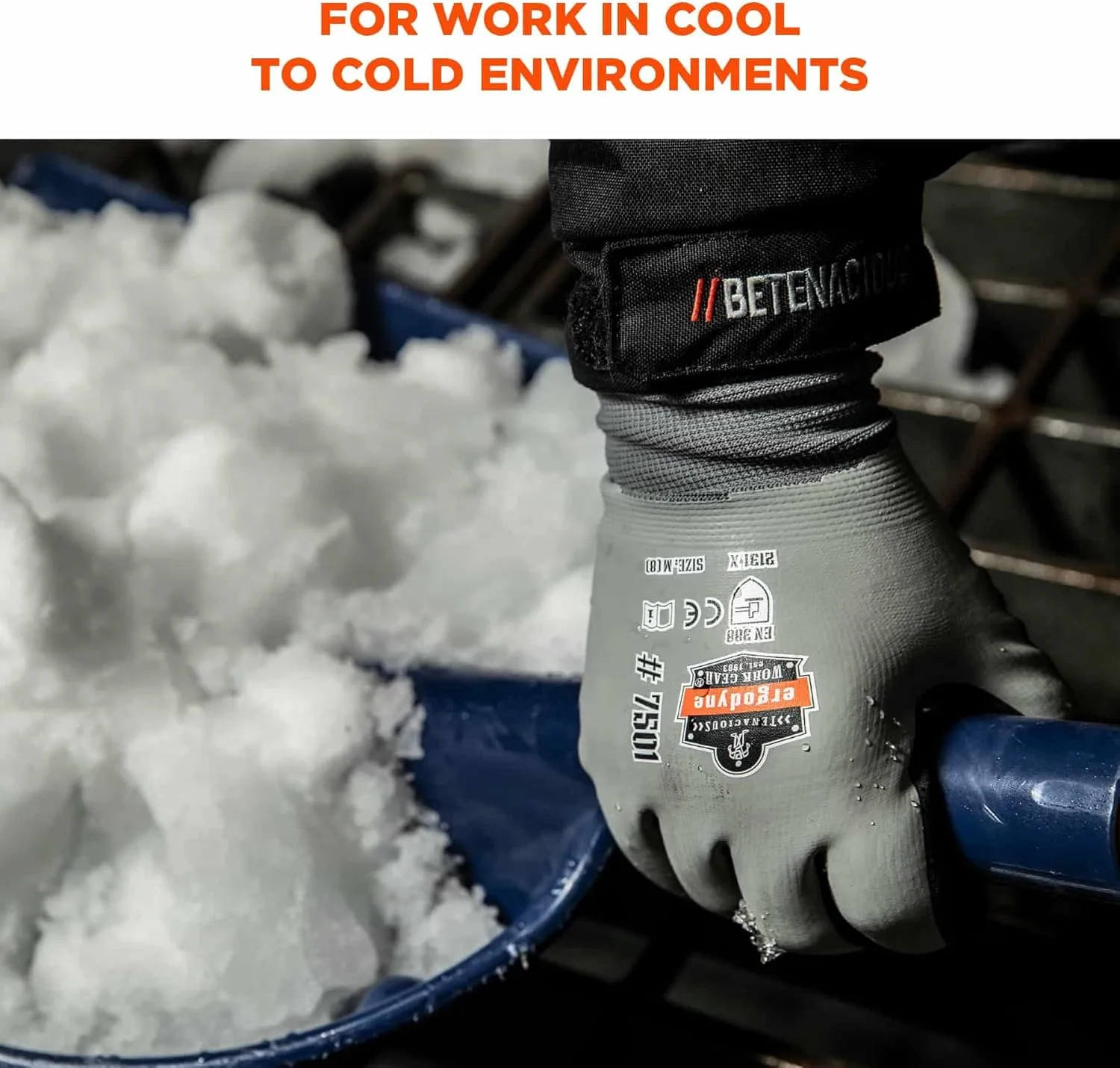 Ergodyne ProFlex 7501 Coated Waterproof Winter Work Gloves, Sandy Nitrile Coated Palms, Thermal Fleece Lining