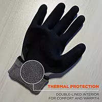 Ergodyne ProFlex 7501 Coated Waterproof Winter Work Gloves, Sandy Nitrile Coated Palms, Thermal Fleece Lining